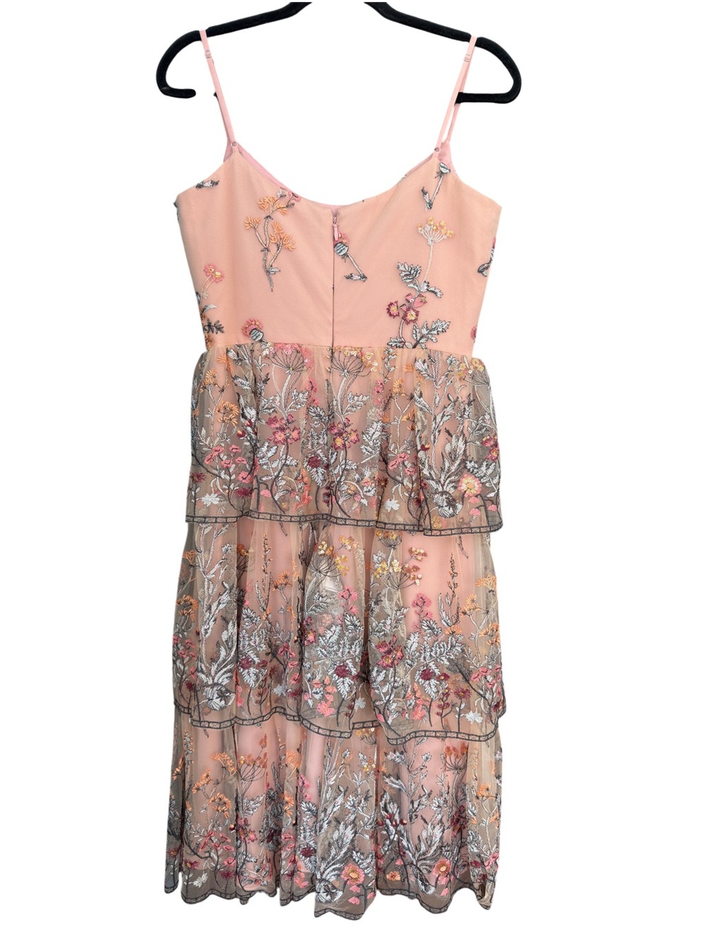 Embroidered Tiered Midi Dress in Dusty Rose - Picture 4 of 7